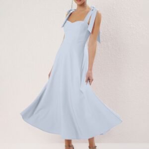 women shoulder straps tie ups fit & flare midi dress